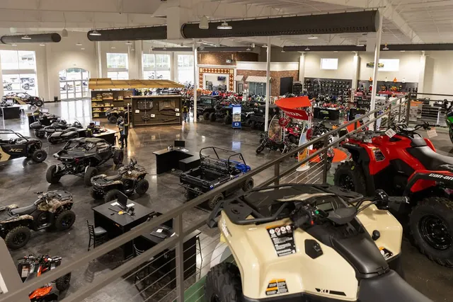 ATVs and side-by-sides on the Mountain Motorsports showroom floor