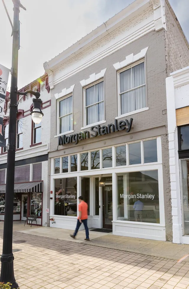 Morgan Stanley storefront on a downtown Gadsden street