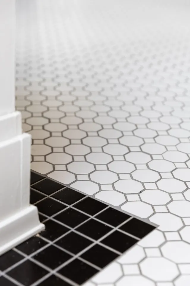 White hex tile and black border at the Morgan Stanley entry