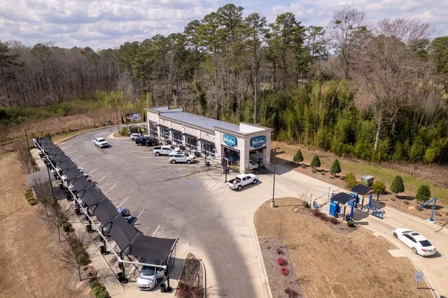 Washbox from the air with its covered vacuum stations